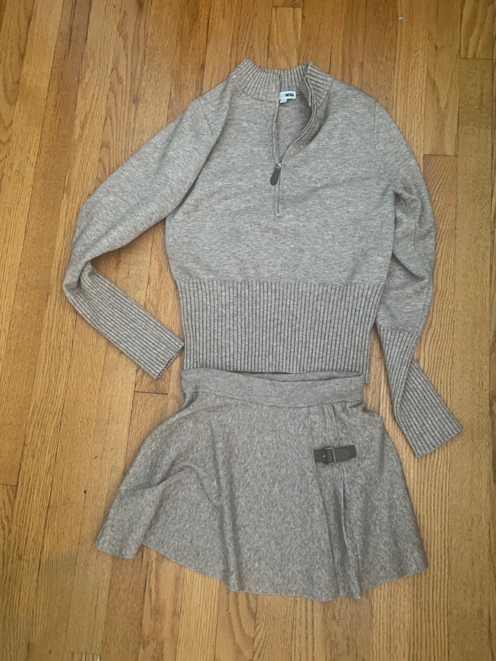 Fashion Nova Taupe Knit Skirt Set